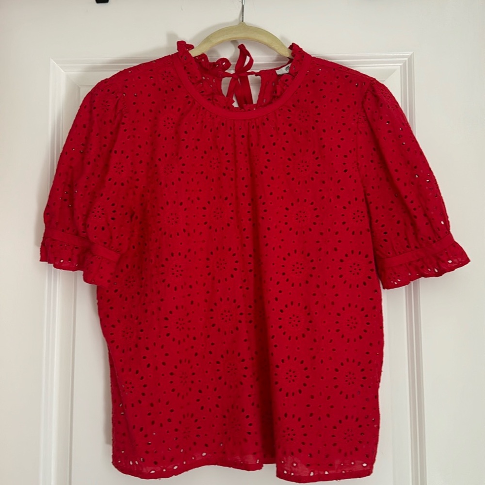 Madewell Red Eyelet Top